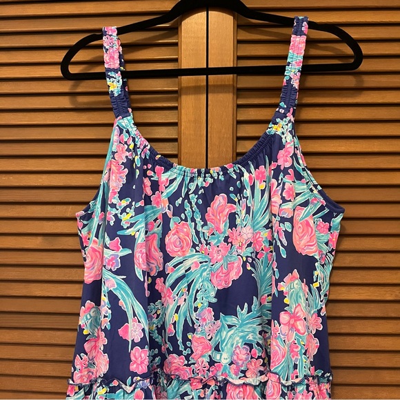 Lilly Pulitzer Loro dress XXL Pink and Blue Floral tiered swing Dress NWT - Picture 13 of 15